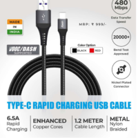 Type C Rapid Charging USB Cable 6.5 A