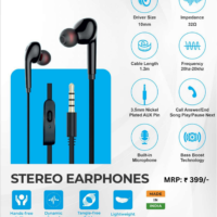 Bass Boost Earphones with Mic Black